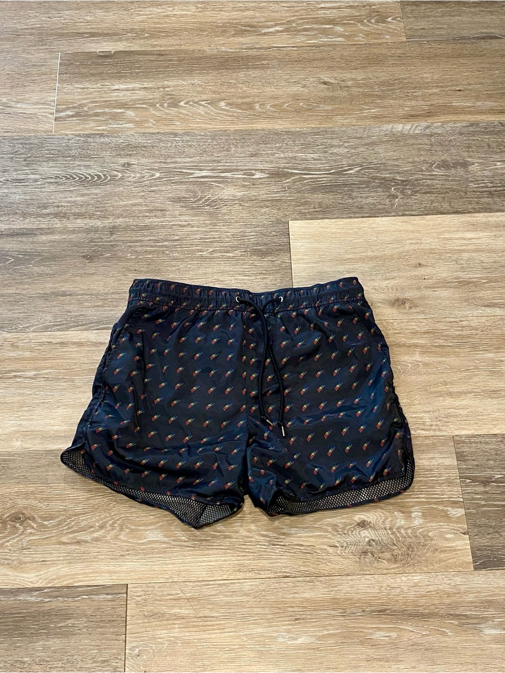 H&M Navy Swimming Running Workout Short Shorts with Tiny Pride Print